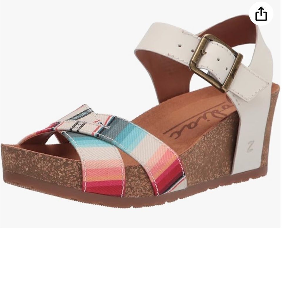 NEW WITHOUT‎ TAGS ZODIAC MABEL CORK WEDGE SANDALS IN LEATHER